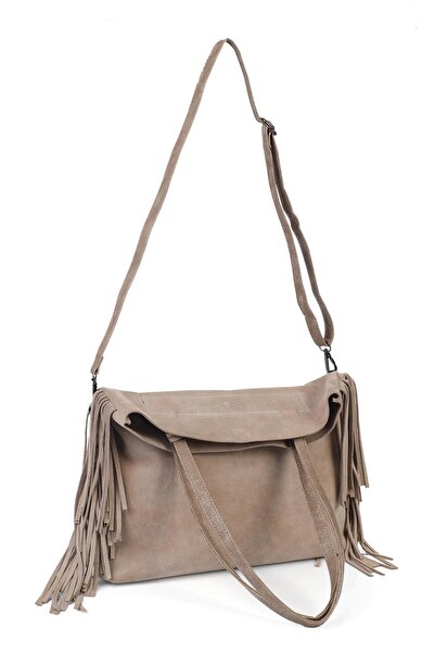 Ysmn Τσάντα ώμου από γνήσιο δέρμα σουέτ με φούντα YC012037HSD