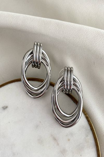 gaila design Silver Color Spiral Model Earrings