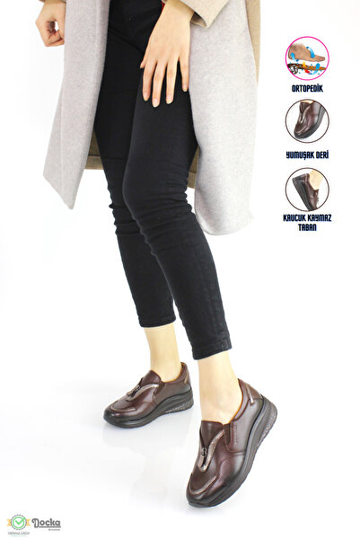 Forelli Kadın Bağcıksız Hakiki Deri Ortopedık Günlük Ayakkabı