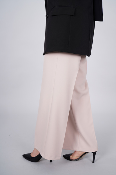 VİLDAN Kadın Bol Paça Bel Lastikli Kumaş Pantolon (Modahicap)