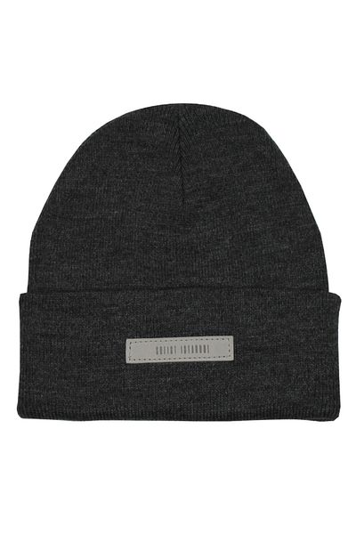 Sofist İstanbul Anthracite Unisex Beanie Folded Anthracite Ribbed Knitted Beret
