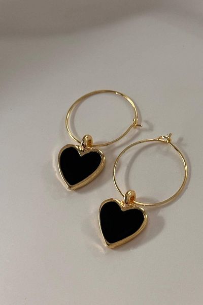 Trendy Butik أقراط القلب الأسود