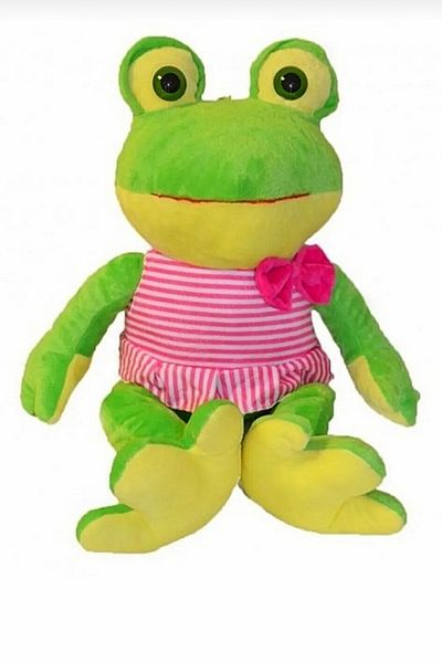Şeker Adası Pink Dressed Glass Eye Plush Frog Toy Sleeping and Playmate