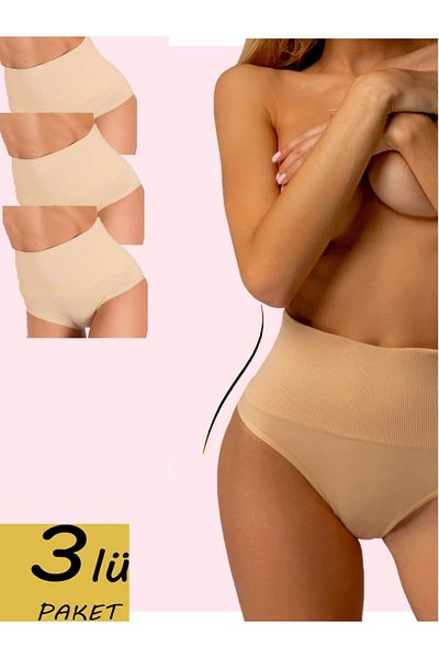 MİSTİRİK Model Mabet, 3 piese, talie și burtă, slip cu talie înaltă, culoarea pielii