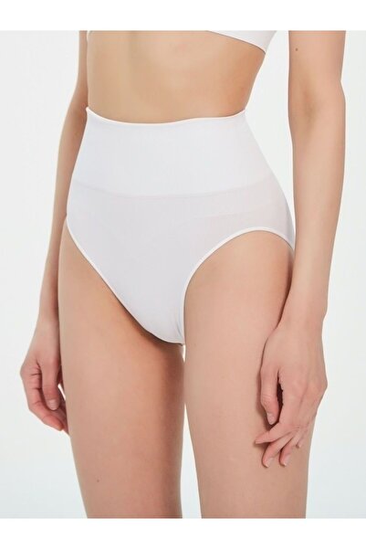 MİSTİRİK Mabet Model 3-Pece Waist and Belly Gathering Ψηλόμεσο εσώρουχο Λευκό Χρώμα