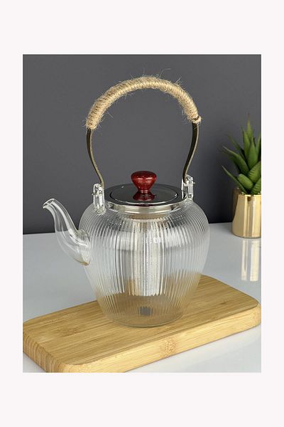 Doğudeko Luxury Borosilcate Glass 1100 Ml Heat Resistant Teapot