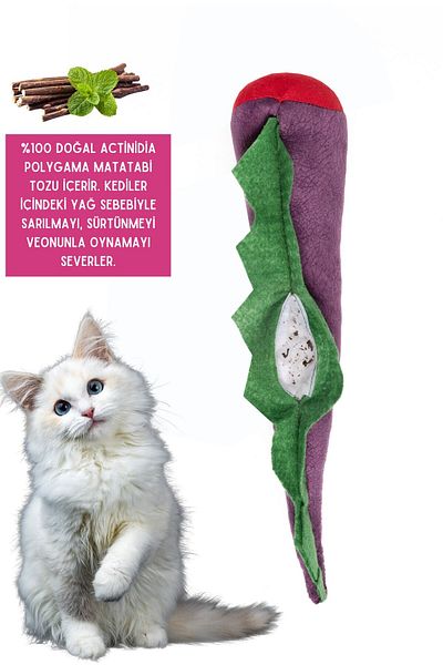Proud Wave 40x12 Dino Sound - Cat Toy with Matatabi Powder Rattle, Catnip and Calming