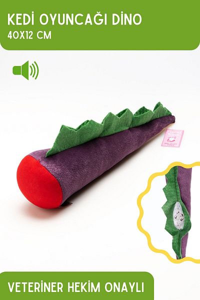 Proud Wave 40x12 Dino Sound - Cat Toy with Matatabi Powder Rattle, Catnip and Calming