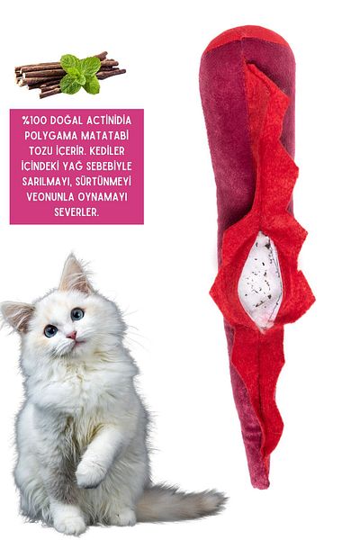 Proud Wave Dino Soundful Scented Cat Toy Matatabi Powder Rattle Calming Catnip 40x12 Pink