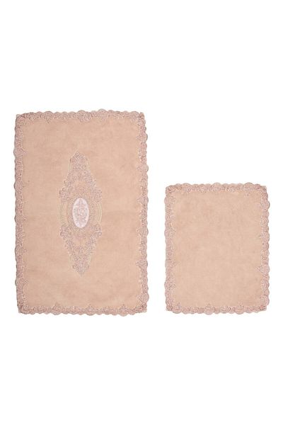 Alanur Home Alanur Evening Dress Cotton Lacy 2-Piece Toilet Set Zümra Powder