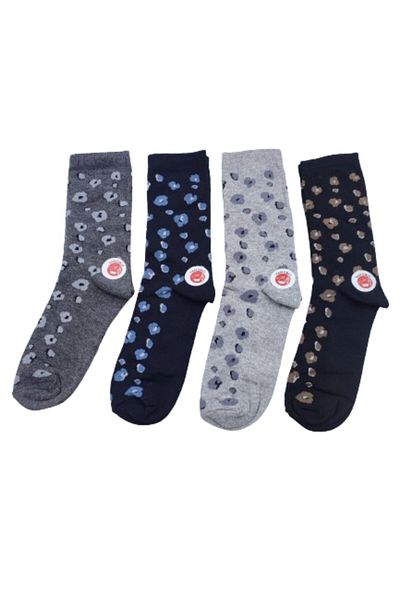 AXE SPORTSWEAR Women's 4 Pairs Colorful Patterned Cotton Long Cotton Socks