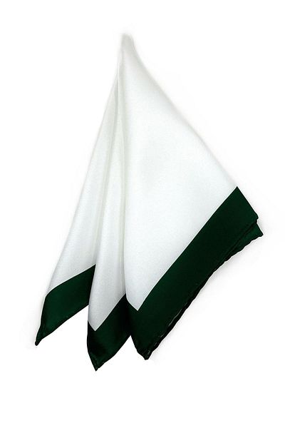 Kravatkolik White - Green Plain Men's Pocket Handkerchief SPS649-127