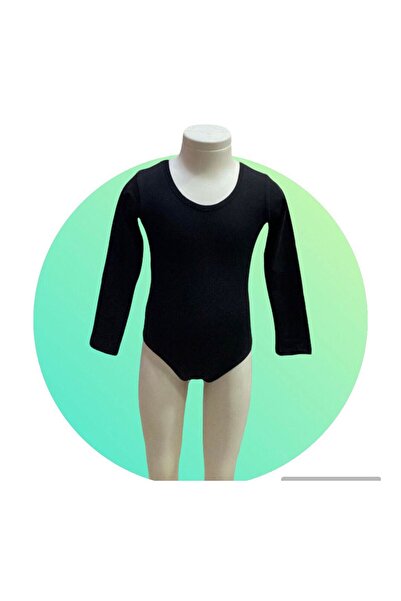 Yıldız Bale Kostüm ve Spor Ürünleri SIYAH UZUN KOL SIRTI ÇAPRAZ BALE MAYOSU