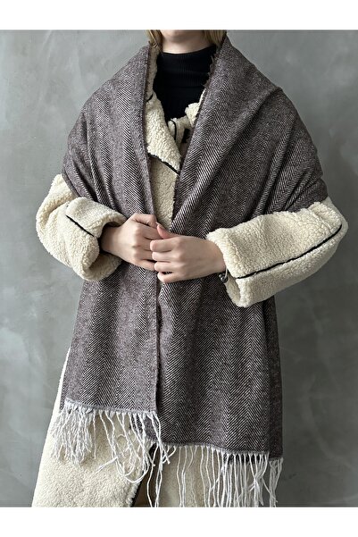 AÈC PRIVÈ وشاح شال كتف سميك مخطط مختلط ناعم للنساء 7777