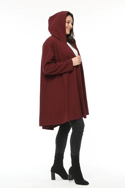 Curvy Trend Plus Size Hooded Jacquard Patterned Cardigan