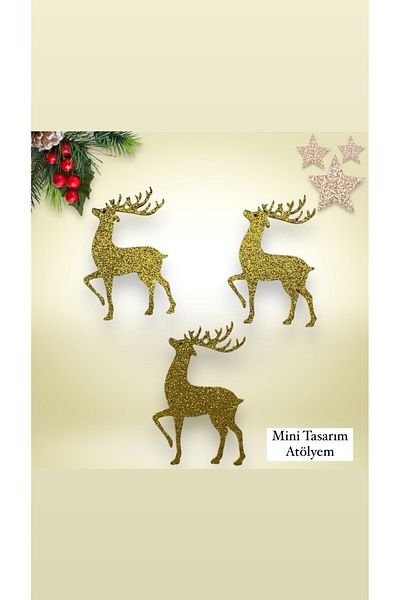 Mini Tasarım Atölyem Gold Eva Glittered Deer Set