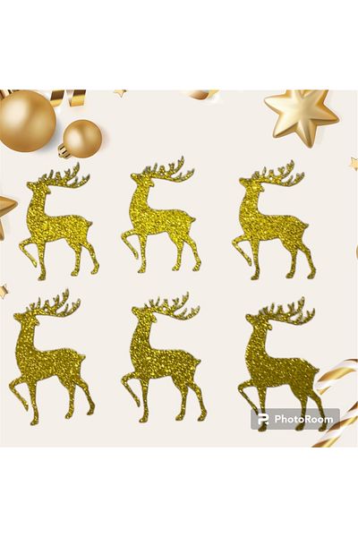 Mini Tasarım Atölyem Gold Eva Glitter Christmas Tree Ornament Set