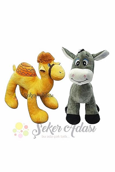 Şeker Adası Plush Donkey and Plush Camel 2-Piece Toy Play and Sleeping Companion