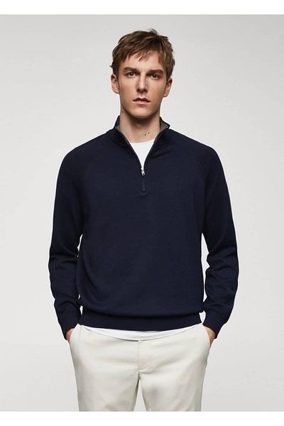MANGO Man Pullover aus Baumwolle mit Reißverschluss