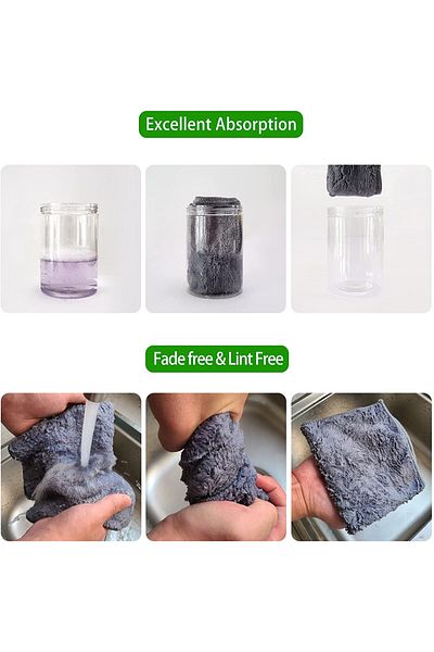 Vizyon Park 12 Pieces Microfiber Ultrathick Stain Resistant Odor Resistant Absorbent Kitchen and Floor Cleaning Cloth 40x40 Cm - Gray
