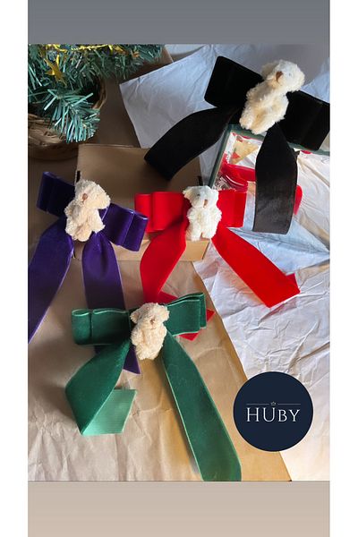 HUby design Teddy bear ribbon buckle velvet ribbon buckle plush bear automatic buckle