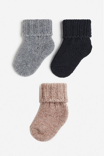 MEM SOCKS Комплект от 3 дебели вълнени детски чорапи