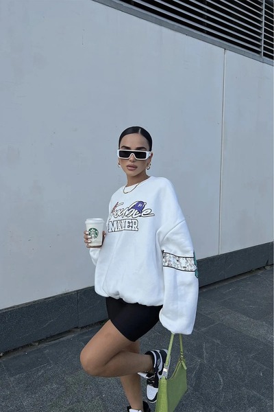Genel Markalar Bugs Bunny Trouble Maker Baskılı Oversize Unisex Sweatshirt