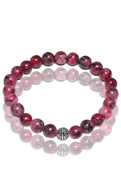 Tesbih Atölyesi Certified Red Quartz Stone Bracelet - With Silver Device