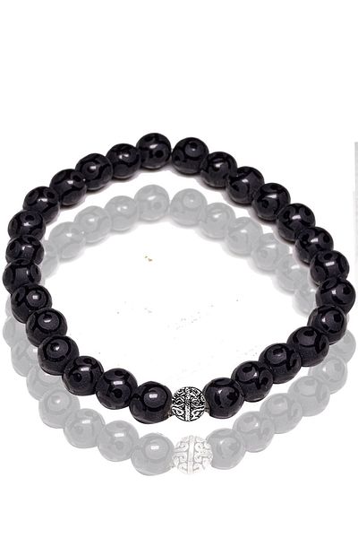 Tesbih Atölyesi Certified Infinity Patterned Raw Onyx Stone Bracelet