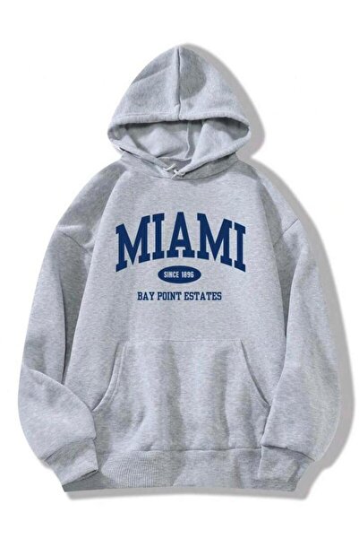 khufu Φούτερ με γκρι κουκούλα MIAMI 1896 με στάμπα