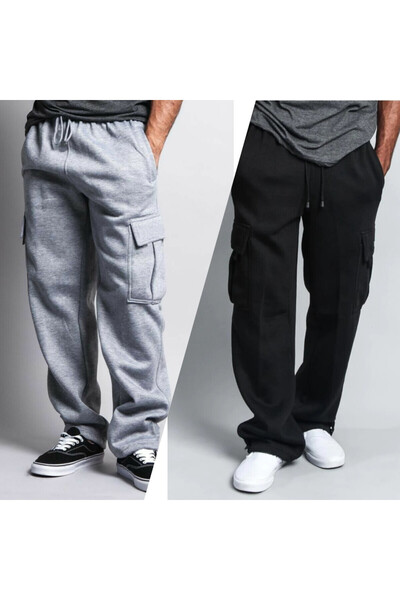 FİTGO Υπερμεγέθη φόρμα τσέπης Cargo στο κάτω μέρος