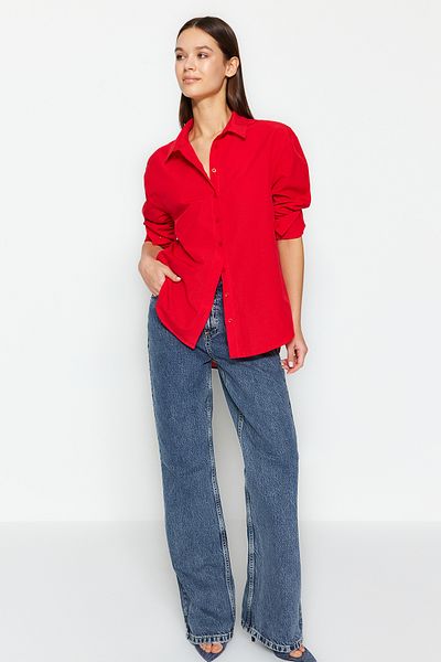 Trendyol Collection Piros laza szabású szőtt ing TWOAW20GO0107
