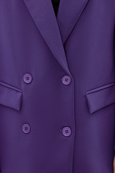 Trendyol Collection Фіолетовий двобортний тканий піджак з підкладкою на застібці TWOAW21CE0264 з регулярною підкладкою TWOAW21CE0264