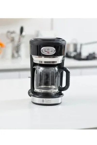 RUSSELL HOBBS Retro Classic Black Glass Jug Coffee Machine