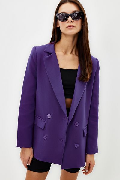 Trendyol Collection Jachetă mov, căptușită obișnuită, cu închidere la două piept, țesută TWOAW21CE0264