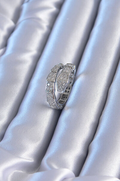 GLAMORİA خاتم نسائي من سلسلة Glamoria VIP باللون الفضي على شكل ثعبان