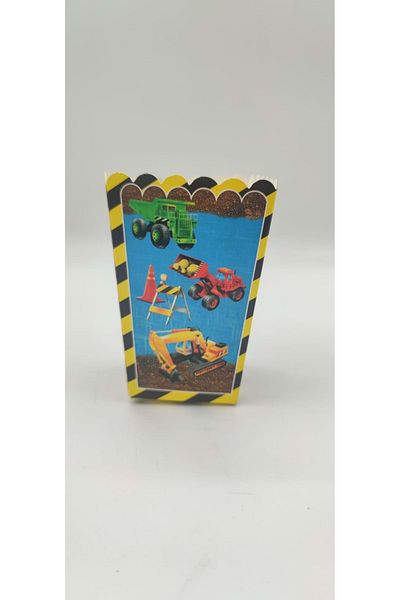 TURKUAZ PARTY Corn Box - 8 Pieces - Construction Cars - 15x15 Cm