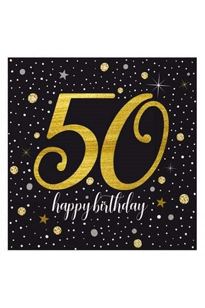 TURKUAZ PARTY Paper Napkin 33X33 cm - 20 Liters - 50 Years Sparkling Birthday
