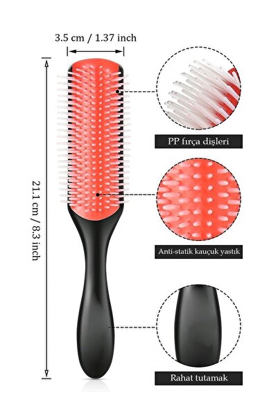 Gtir Beauty Pensula de styling, pensula de modelare cu 9 rânduri, pensula de ...