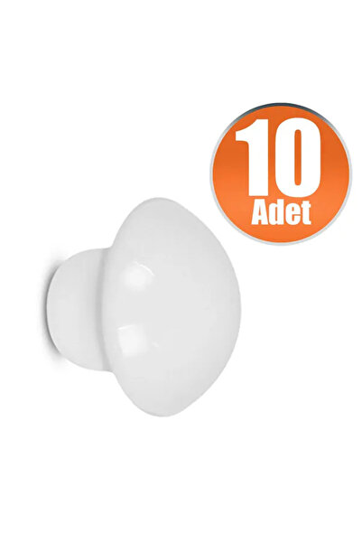 Garanti Makina Mantar Düğme Kulp Çekmece Dolap Kapak Kulpu Kulbu Beyaz (10 Adet)