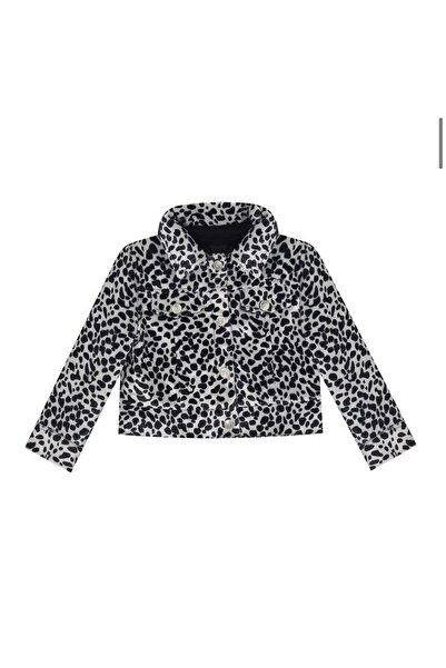 mon icone Girl's Thin Velvet Black and White Lined Snap-On Blazer Jacket