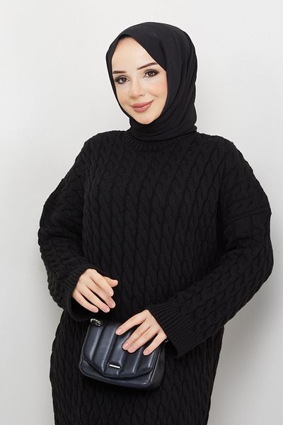 Pamuk Butik Γυναικείο πλεκτό φόρεμα με πλεκτά μαλλιά