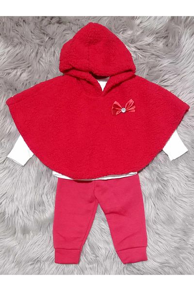 krm kerem bebe 3 Piece Baby Girl Set with Poncho