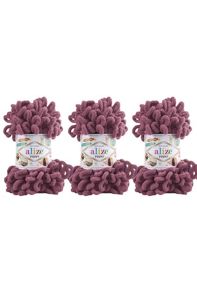 Alize Puffy Knitting Yarn 3 τεμάχια τριαντάφυλλο 28