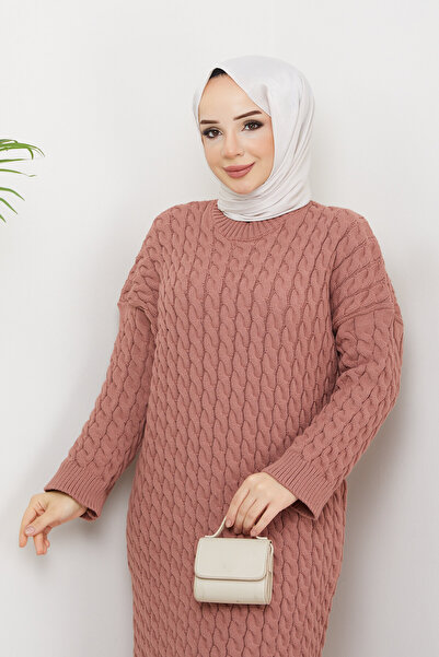 Pamuk Butik Γυναικείο πλεκτό φόρεμα με πλεκτά μαλλιά