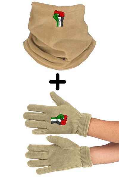 herotasarım Σετ γάντια με κολάρο λαιμού Beanie - Free Palestine bll4434