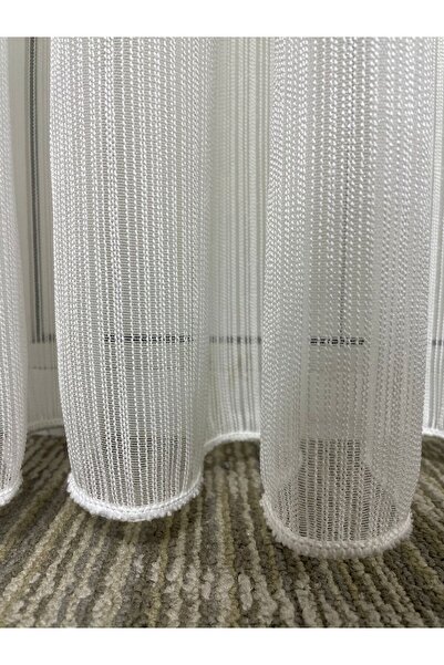 Cortibo 1-2,5 cm Medium Pleated Striped Steel Tulle Curtain