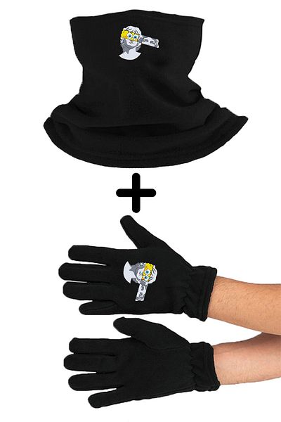 herotasarım Set de mănuși Bob Neck Collar Sponge Beanie - bll4879