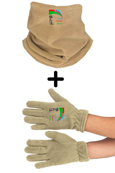 herotasarım Σετ γάντια Victory Day Azerbaijan Beanie - Κολάρα λαιμού bll4594