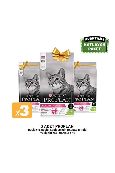 Pro Plan 3 Adet Delicate Seçici Kediler İçin Hassas Yetişkin Kedi Maması 3 Kg
